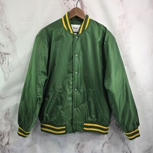 Aritzia TNA Jacket Men Small Green Stadium Yellow Varsity Bomber Coat Letterman